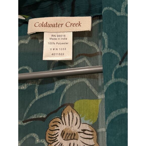 Coldwater Creek Sleeveless Vest Open-Front sheer Green Floral Pattern - Picture 5 of 6